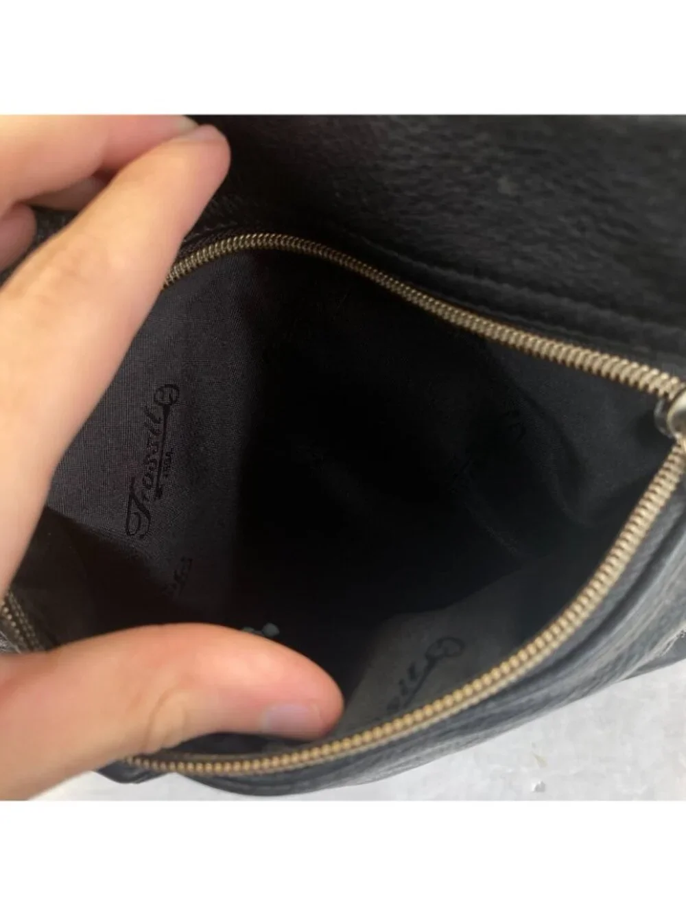 Vtg Fossil Black Genuine Leather Shoulder Bag 75082 Fossil 1954